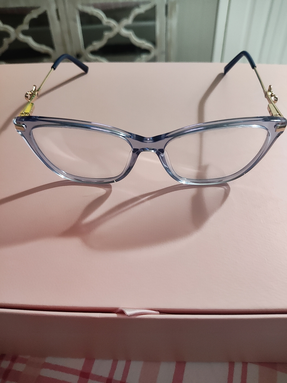 Women's Clear Blue Cat-Eye Fashion Glasses